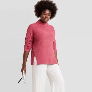 A New Day Dusty Rose Waffle Knit Sweater Size Large